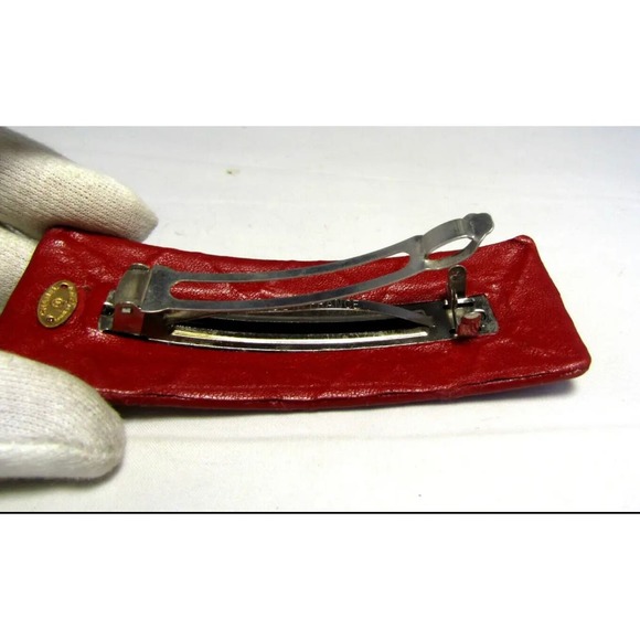 CHANEL Quilted Red Hair Clip Barette - Picture 6 of 6